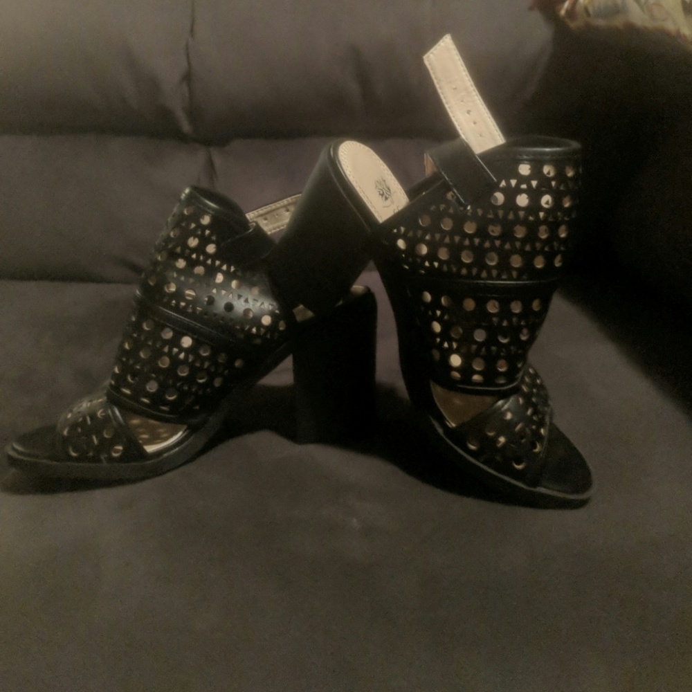 Black open toe heel sandals